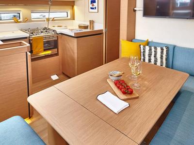 Galley of Mila, a Jeanneau Sun Odyssey 490 sailboat at Puntone di Scarlino, Italy