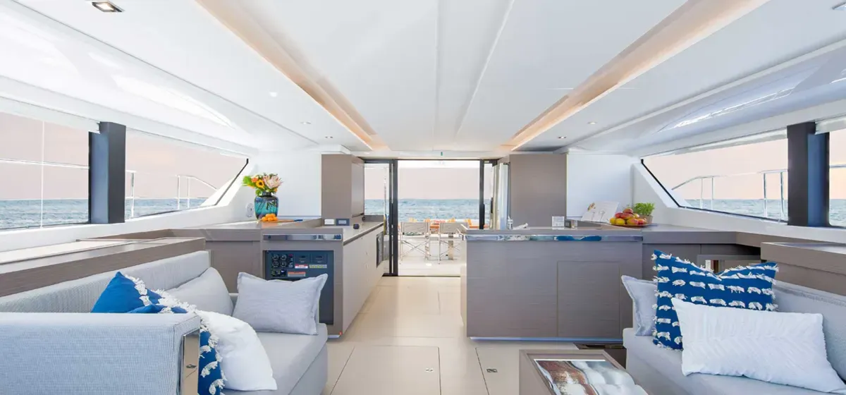 Salon of Leopard 46PC, a Leopard 46PC catamaran at Road Town, British Virgin Islands