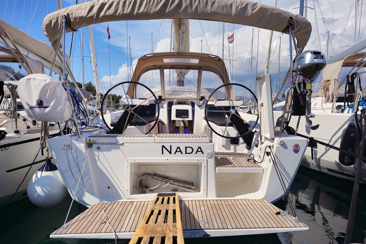 Exterior view of Nada, a Dufour 360 GL sailboat at Grad Kaštela, Croatia