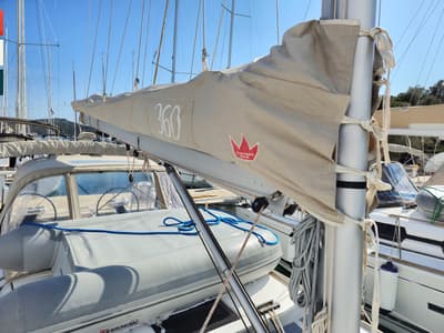 Deck of Nada, a Dufour 360 GL sailboat at Grad Kaštela, Croatia