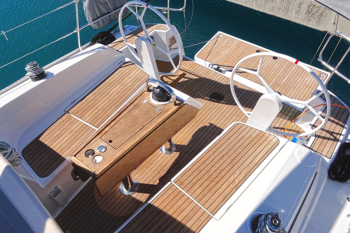 Deck of Merara, a Bavaria Cruiser 37 sailboat at Split, Croatia