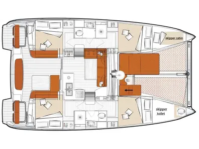 Floor plan of Aiolos, a Excess 11 catamaran at Volos Municipality, Greece