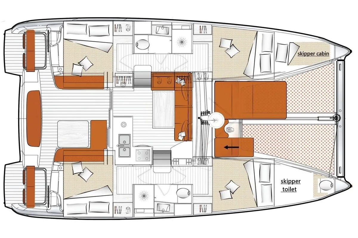 Floor plan of Aiolos, a Excess 11 catamaran at Volos Municipality, Greece