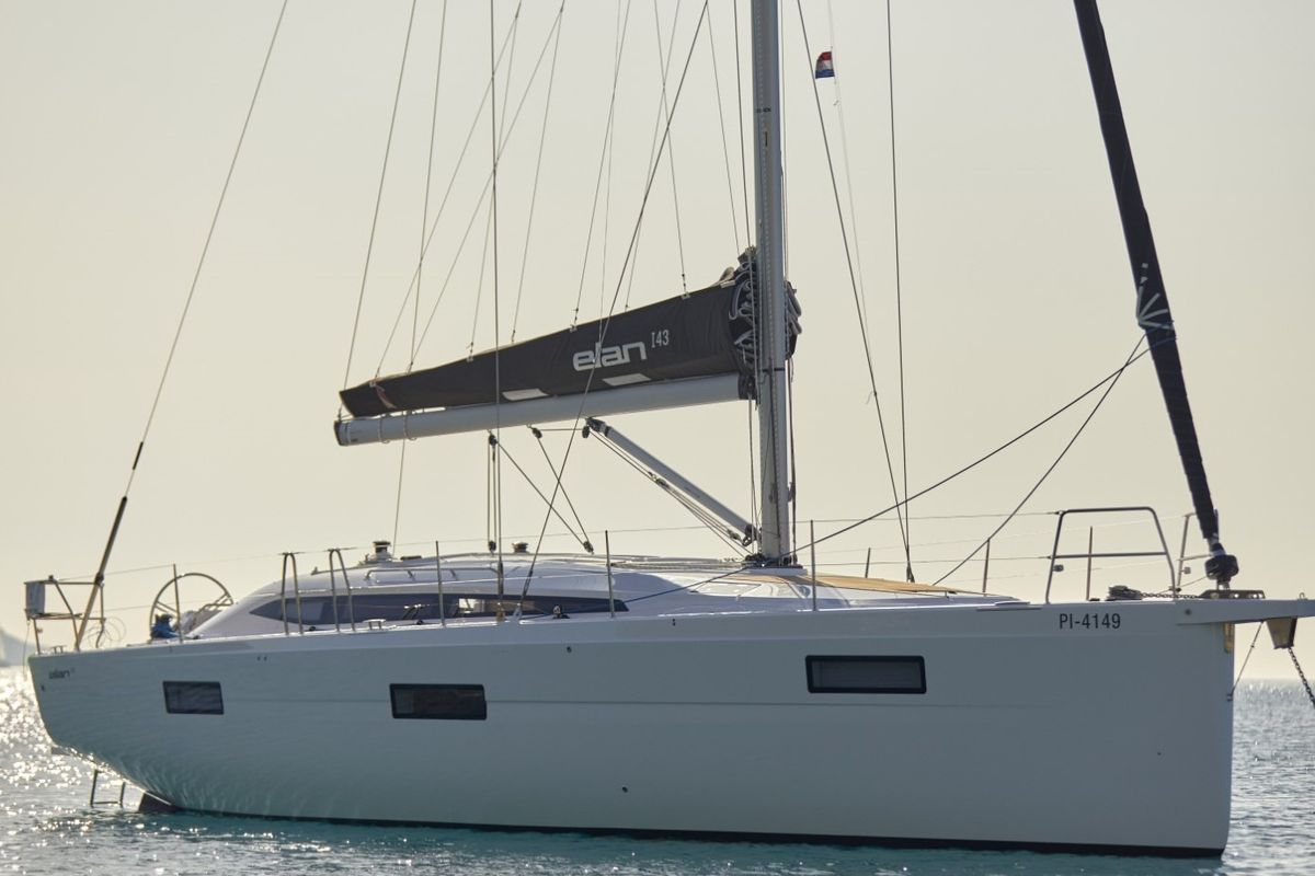 Exterior view of Emotion, a Elan Impression 45 sailboat at Split, Croatia