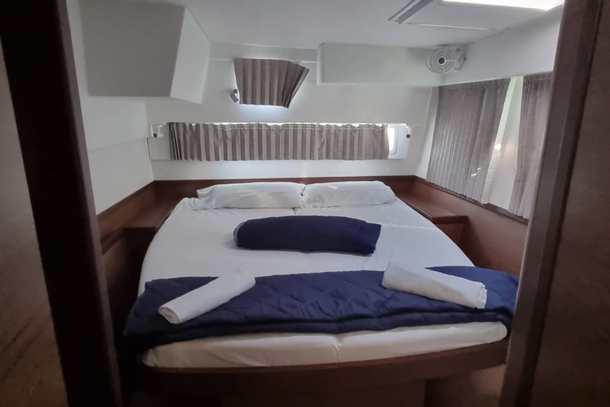 Cabin on Gamma Leonis, a Lagoon 42 catamaran at Salerno, Italy