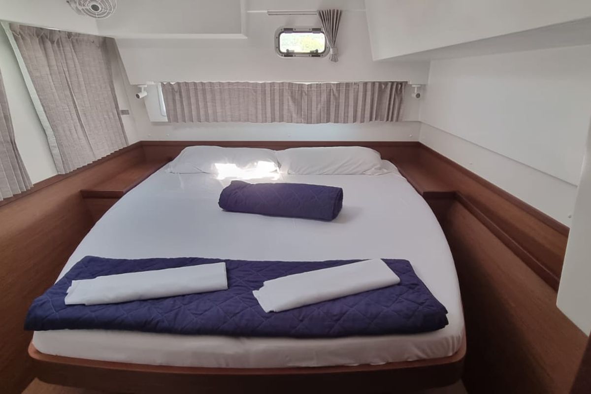 Cabin on Gamma Leonis, a Lagoon 42 catamaran at Salerno, Italy