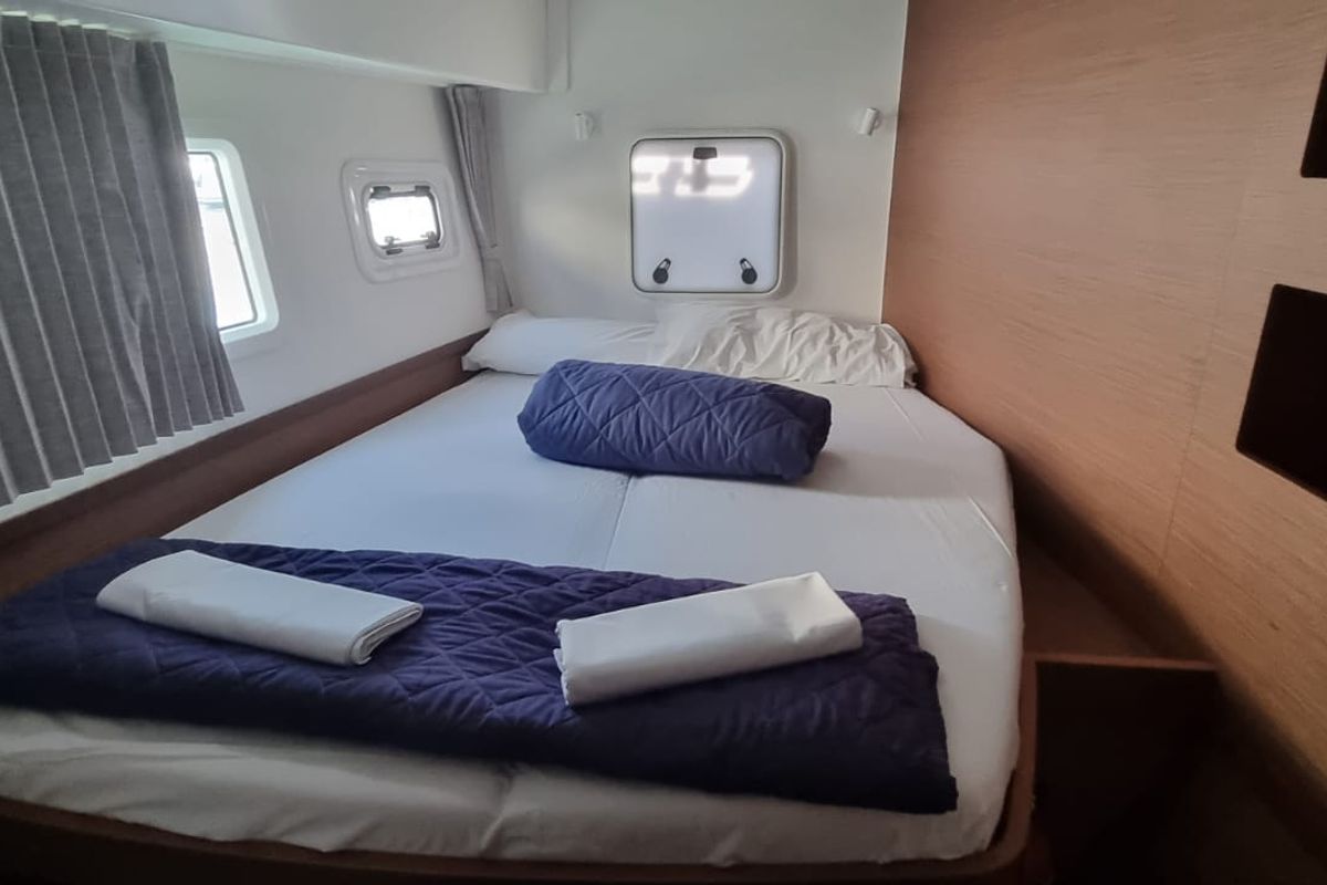 Cabin on Gamma Leonis, a Lagoon 42 catamaran at Salerno, Italy