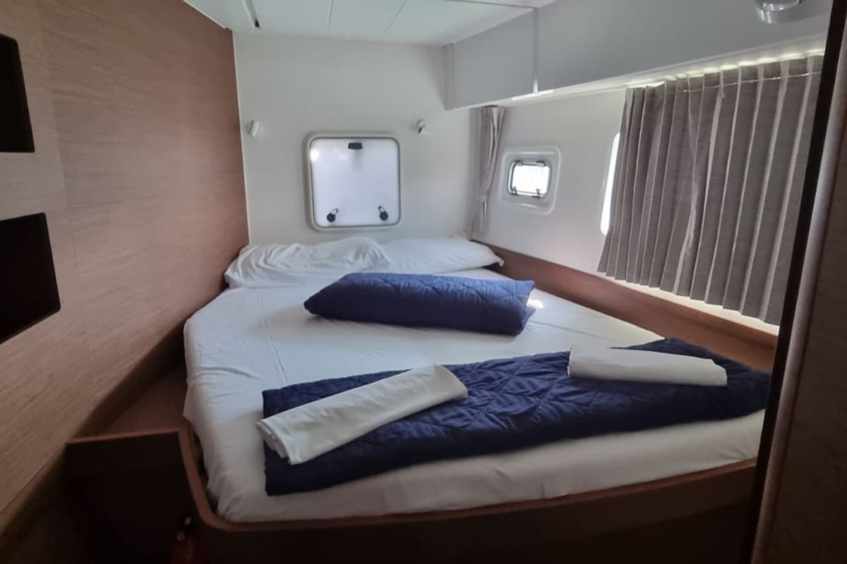 Cabin on Gamma Leonis, a Lagoon 42 catamaran at Salerno, Italy