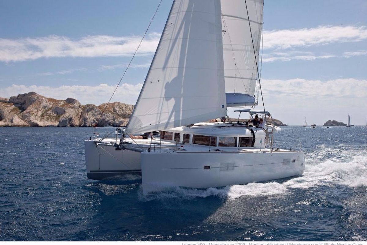 Exterior view of Caribbean, a Lagoon 400 catamaran at Općina Medulin, Croatia