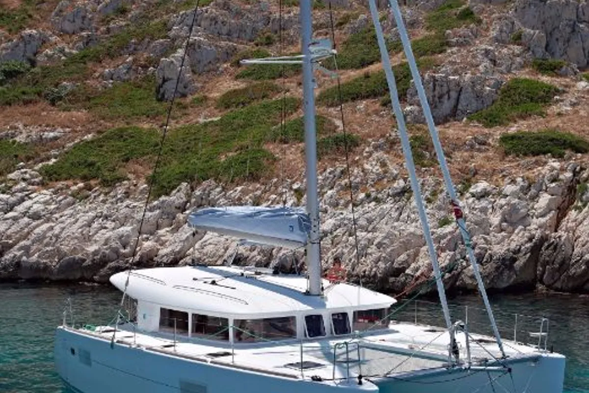 Exterior view of Caribbean, a Lagoon 400 catamaran at Općina Medulin, Croatia