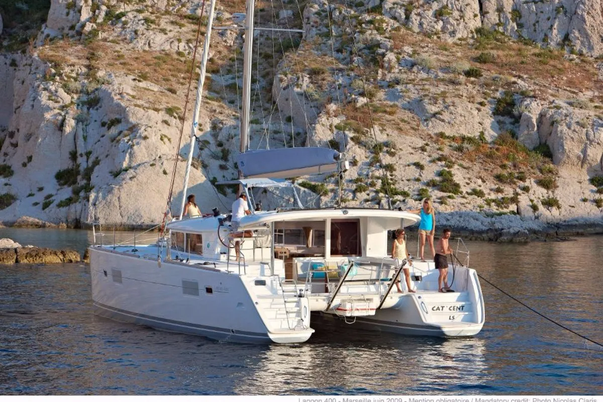 Exterior view of Caribbean, a Lagoon 400 catamaran at Općina Medulin, Croatia