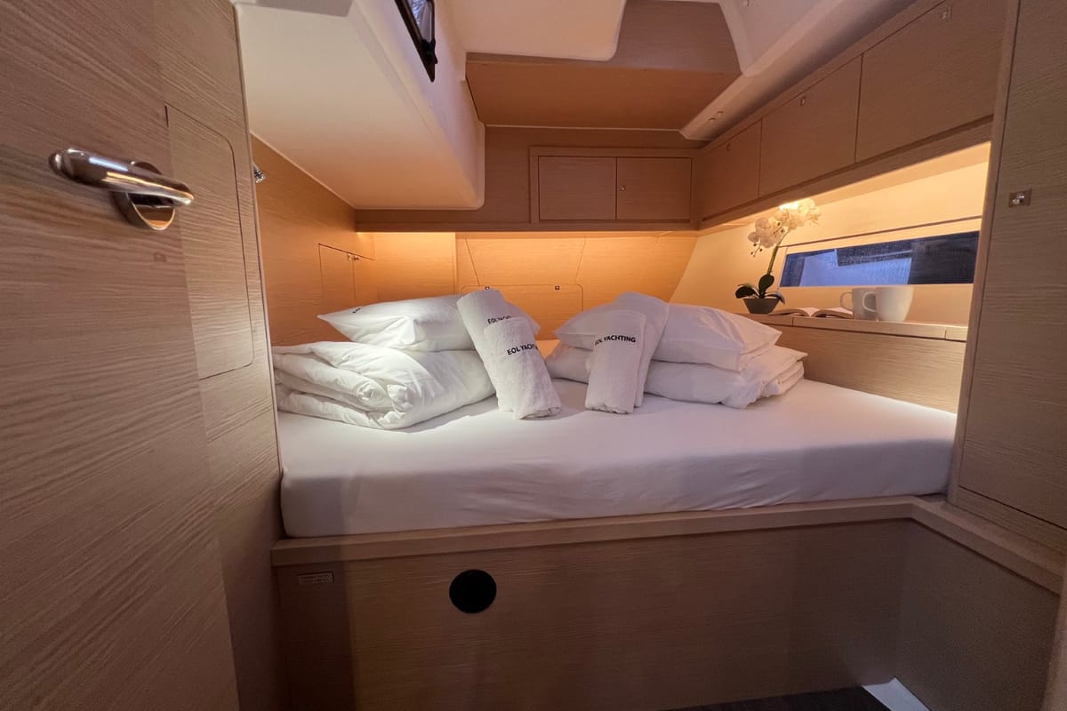 Cabin on Andreja, a Dufour 470 sailboat at Grad Pula, Croatia