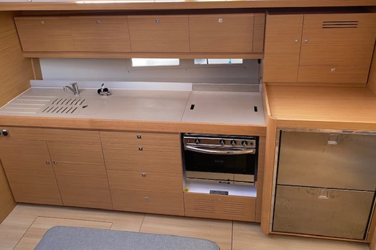 Galley of Ava, a Dufour 460 GL sailboat at Kontokali, Greece