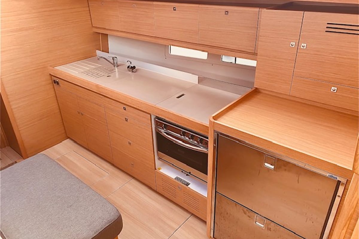 Galley of Ava, a Dufour 460 GL sailboat at Kontokali, Greece