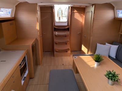 Salon of Ava, a Dufour 460 GL sailboat at Kontokali, Greece