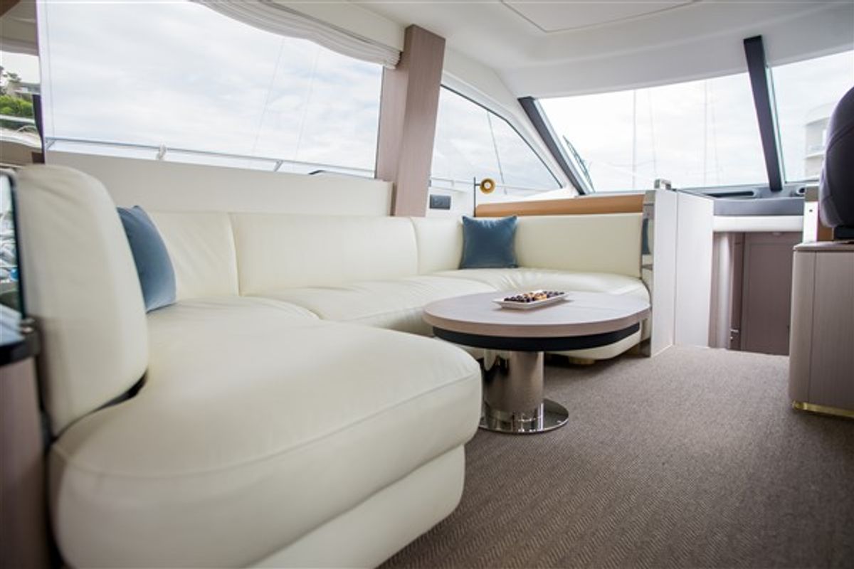 Salon of Mawi, a Azimut 55 motorboat at Grad Šibenik, Croatia