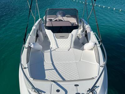 Deck of Salpa, a Salpa Sunsix motorboat at Grad Vodice, Croatia