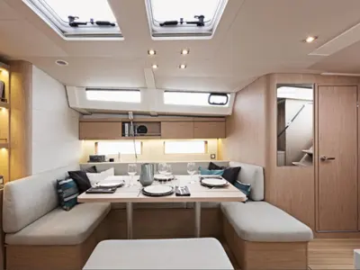Salon of Utopia, a Beneteau Oceanis 46.1 sailboat at Volos Municipality, Greece