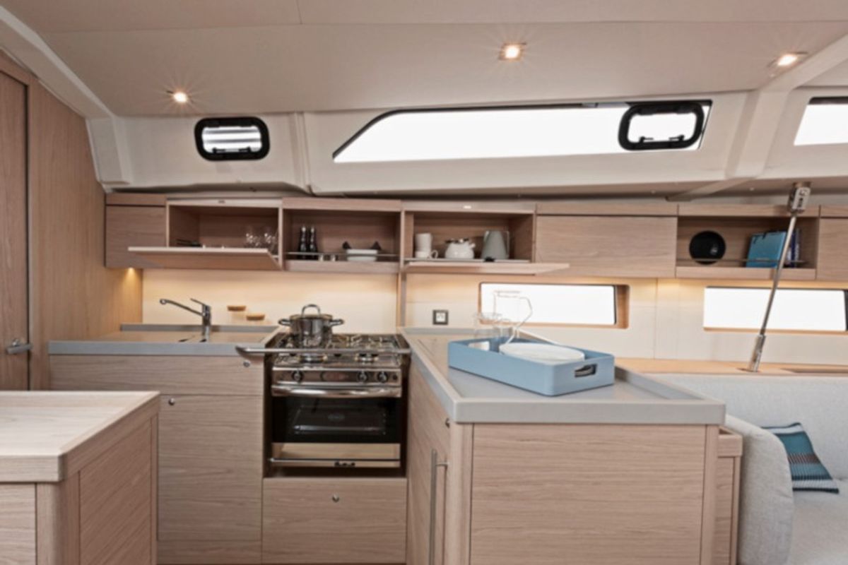 Galley of Utopia, a Beneteau Oceanis 46.1 sailboat at Volos Municipality, Greece