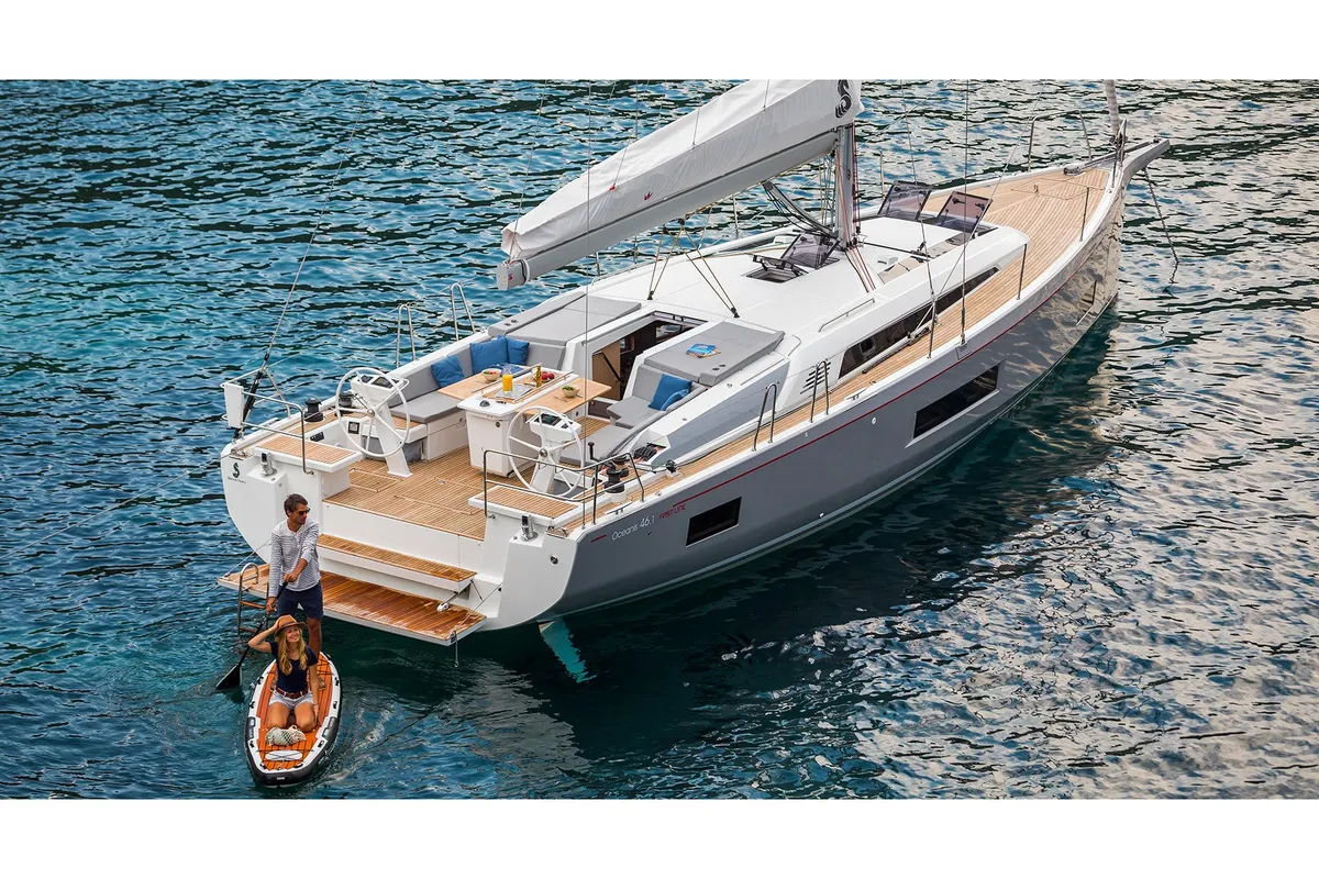 Exterior view of Utopia, a Beneteau Oceanis 46.1 sailboat at Volos Municipality, Greece
