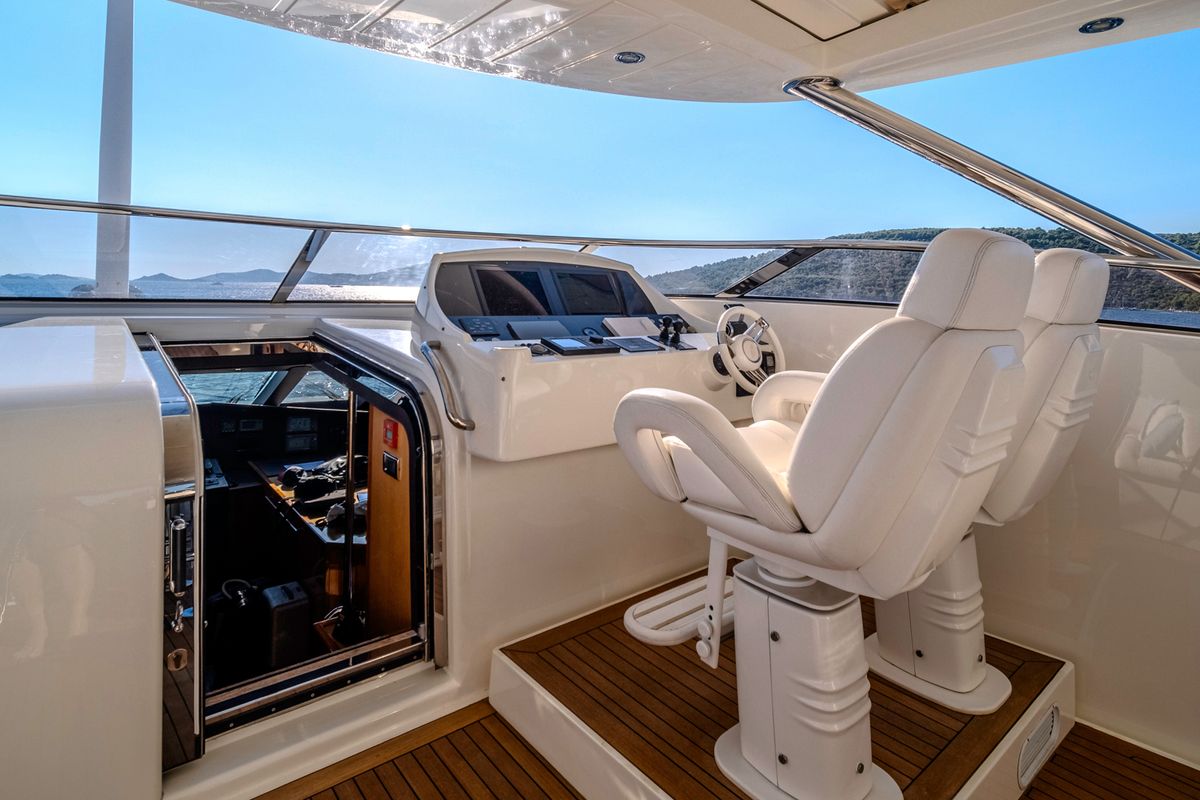 Cockpit of Arago, a Sunseeker Yacht 34M yacht at Grad Trogir, Croatia