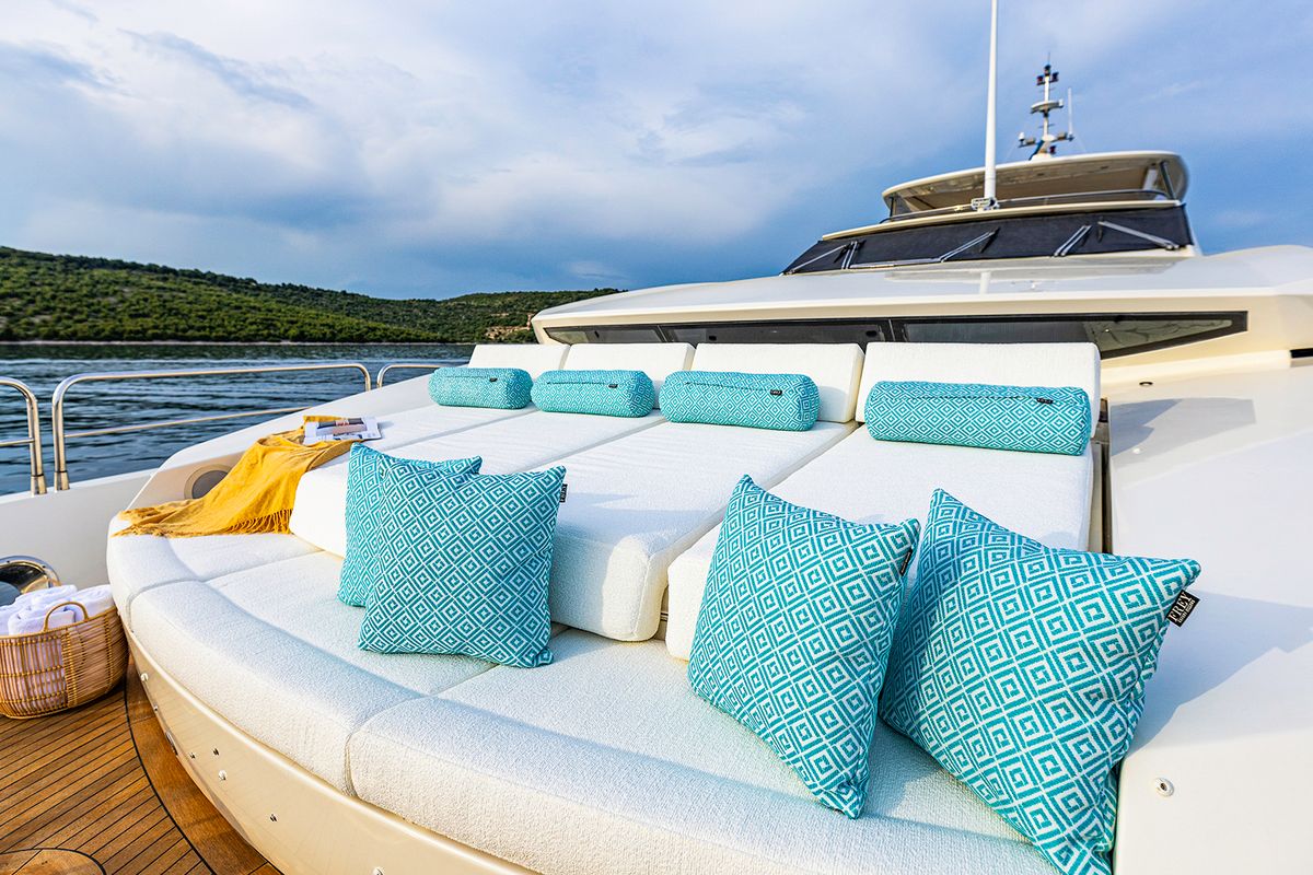 Deck of Arago, a Sunseeker Yacht 34M yacht at Grad Trogir, Croatia