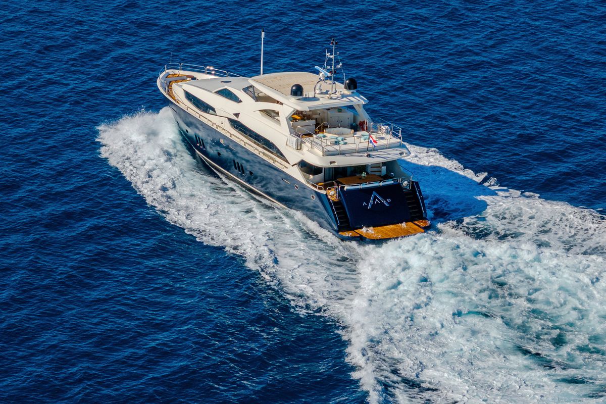 Exterior view of Arago, a Sunseeker Yacht 34M yacht at Grad Trogir, Croatia