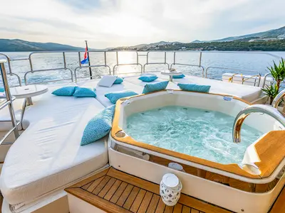 Deck of Arago, a Sunseeker Yacht 34M yacht at Grad Trogir, Croatia