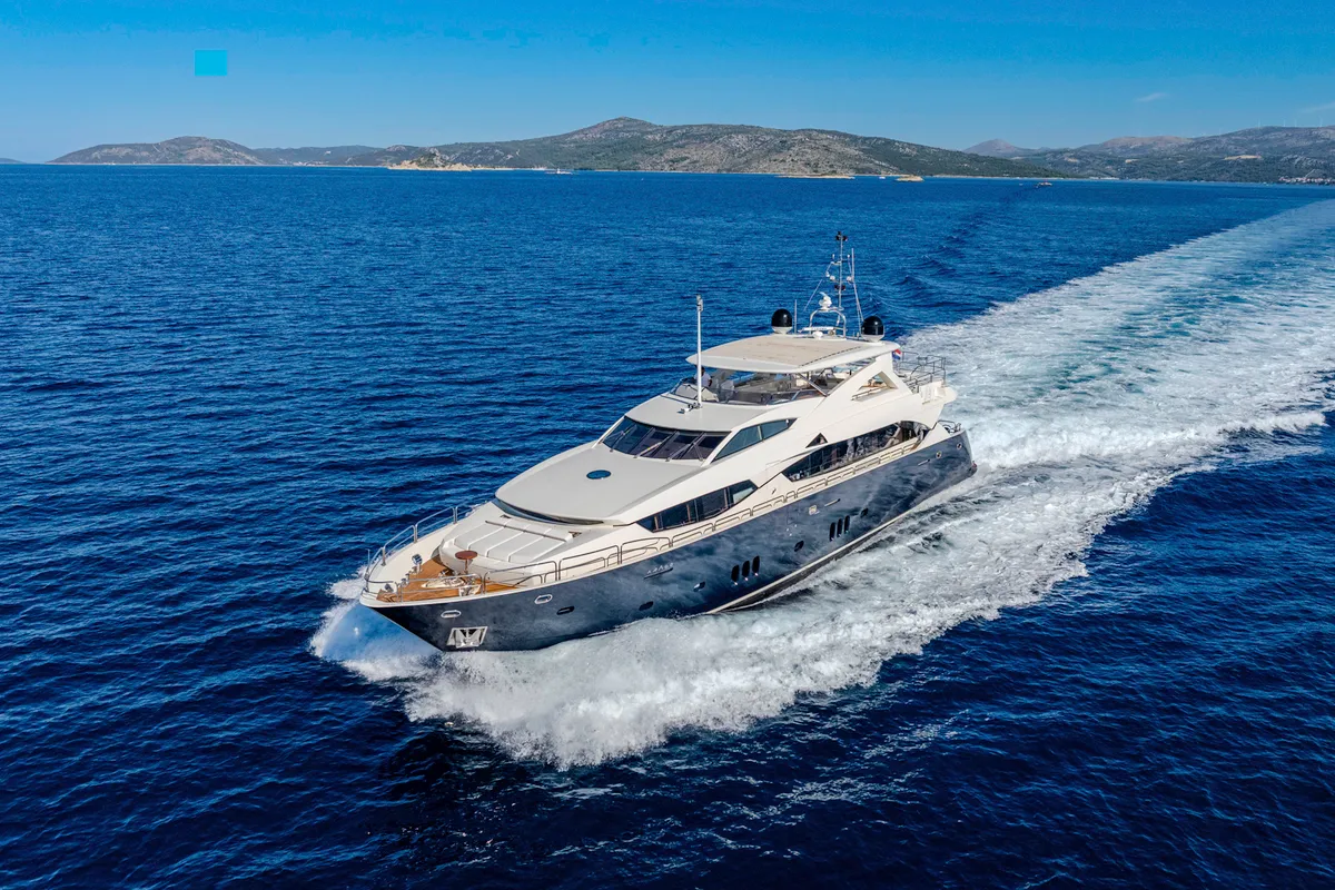 Exterior view of Arago, a Sunseeker Yacht 34M yacht at Grad Trogir, Croatia