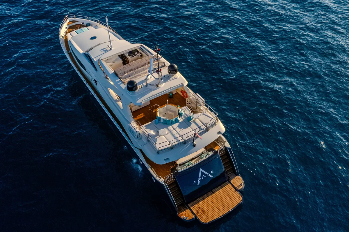 Exterior view of Arago, a Sunseeker Yacht 34M yacht at Grad Trogir, Croatia