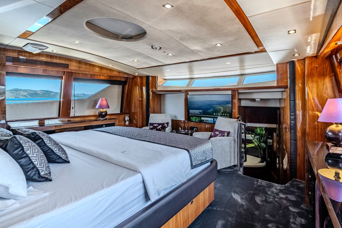 Cabin on Arago, a Sunseeker Yacht 34M yacht at Grad Trogir, Croatia