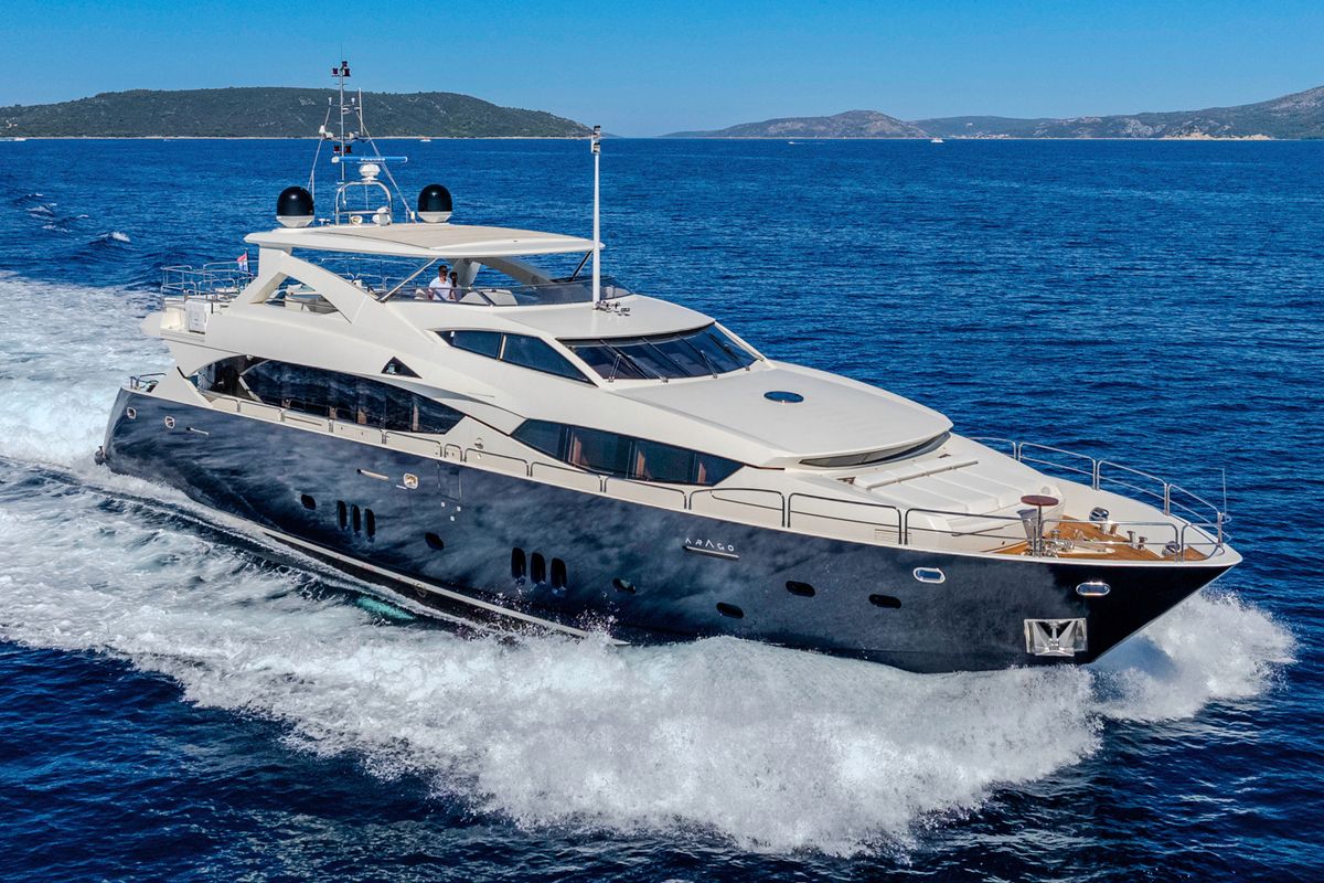 Exterior view of Arago, a Sunseeker Yacht 34M yacht at Grad Trogir, Croatia