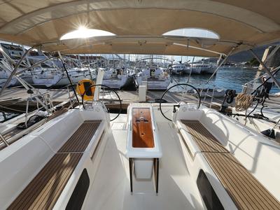 Cockpit of Belle Epoque, a Dufour 412 GL sailboat at Grad Biograd na Moru, Croatia