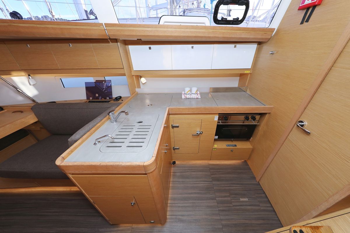 Galley of Belle Epoque, a Dufour 412 GL sailboat at Grad Biograd na Moru, Croatia