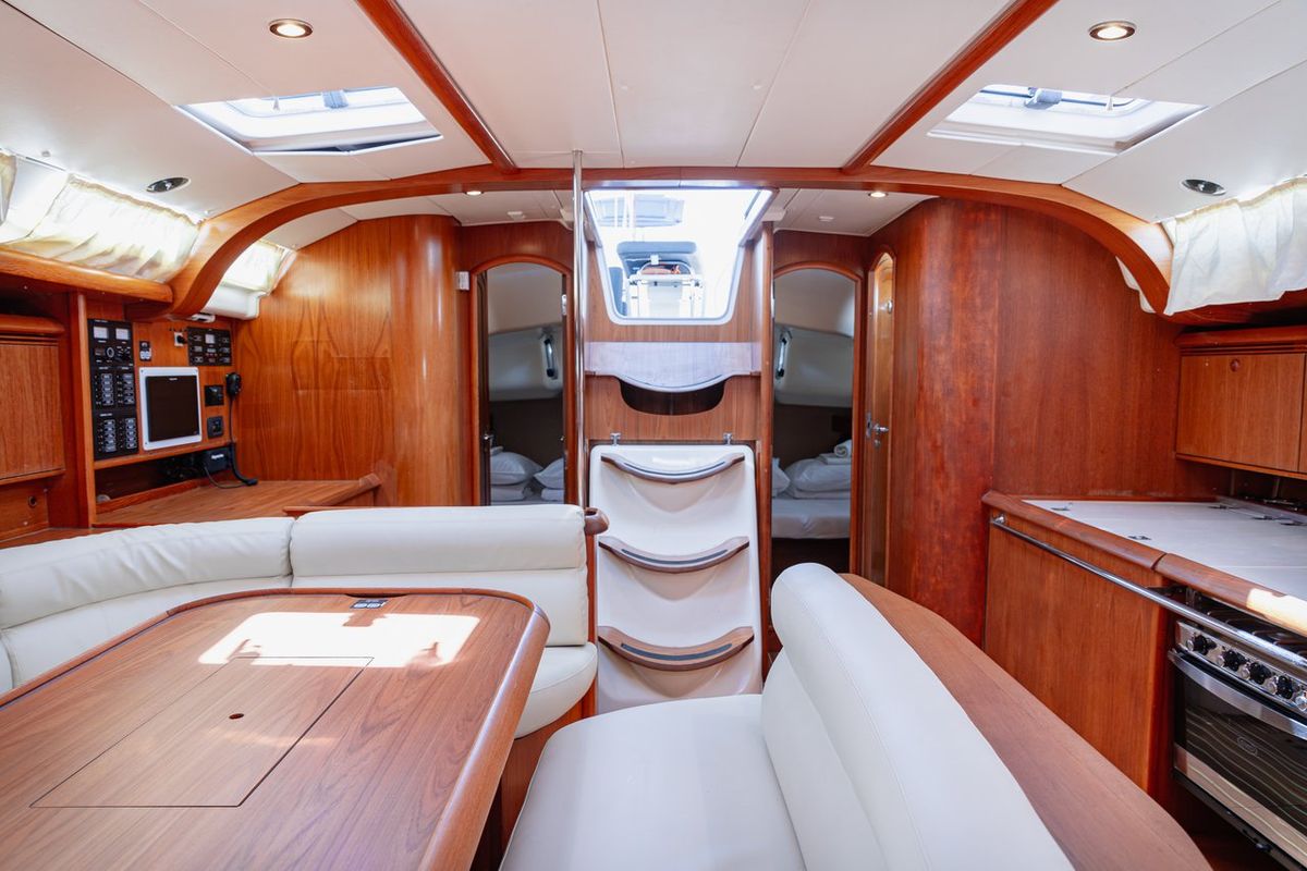 Salon of Živa, a Jeanneau Sun Odyssey 49 sailboat at Seget Donji, Croatia
