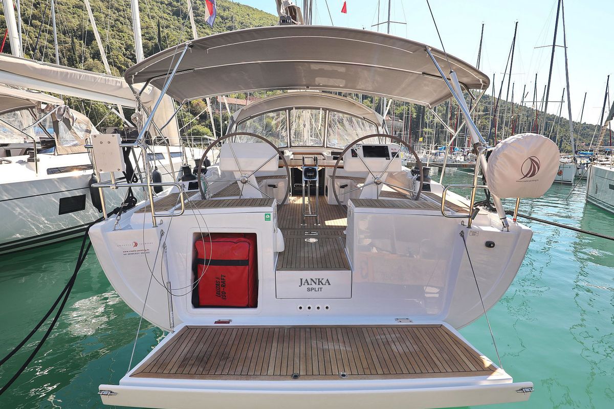 Exterior view of Janka, a Hanse Yachts Hanse 458 sailboat at Dubrovnik, Croatia
