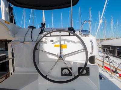 Cockpit of Sail Away, a Lagoon 40 catamaran at Grad Biograd na Moru, Croatia