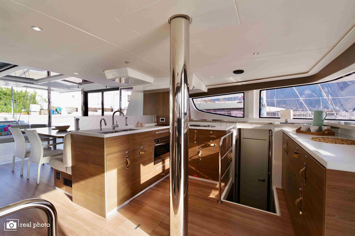Galley of Monia, a Bali 4.6 catamaran at Castellammare di Stabia, Italy