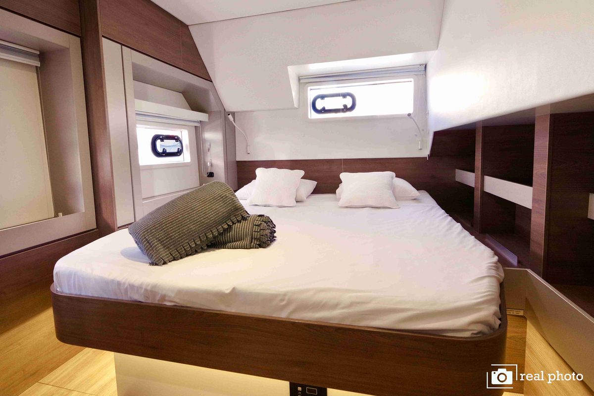 Cabin on Monia, a Bali 4.6 catamaran at Castellammare di Stabia, Italy