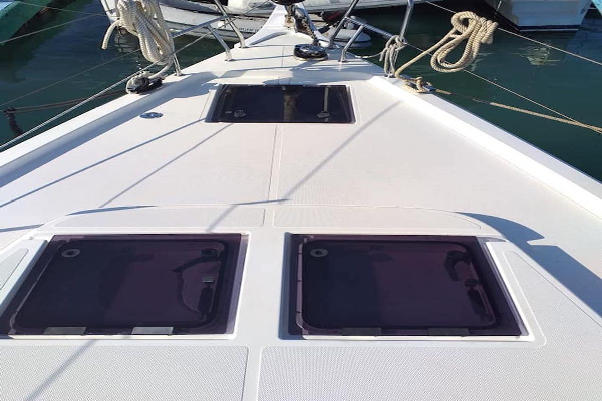 Deck of Northern Star, a Bavaria C45 sailboat at Baan Salak Phet, Thailand