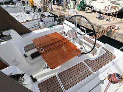 Deck of Cosma, a Jeanneau Sun Odyssey 33i sailboat at Grad Biograd na Moru, Croatia