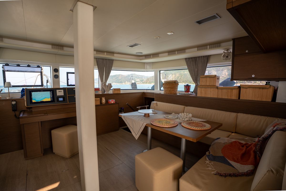 Salon of Fico - Premium line , a Lagoon 52F catamaran at Castellammare del Golfo, Italy