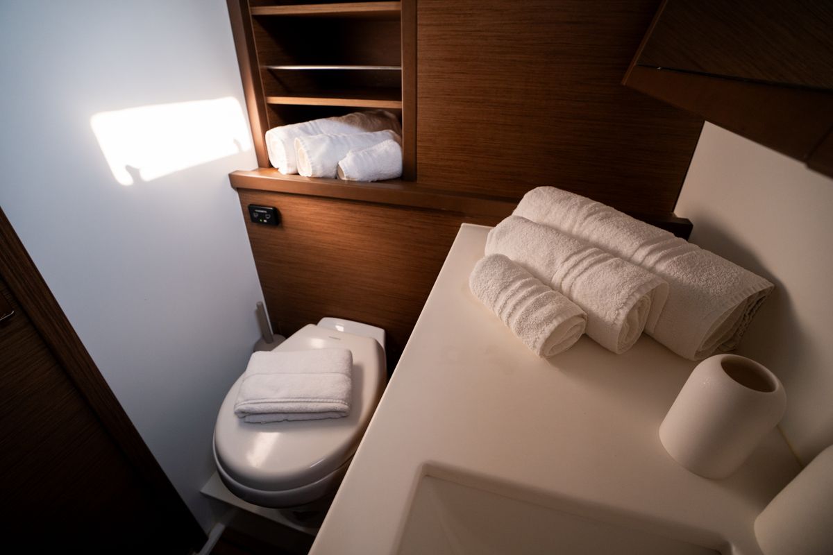 Head on Fico - Premium line , a Lagoon 52F catamaran at Castellammare del Golfo, Italy
