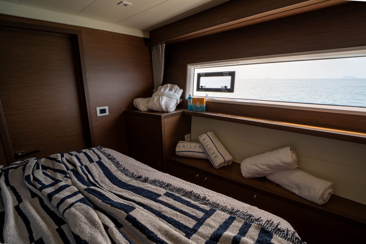 Cabin on Fico - Premium line , a Lagoon 52F catamaran at Castellammare del Golfo, Italy