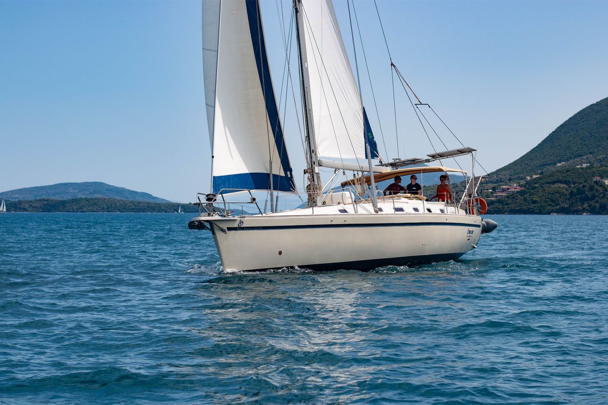 Exterior view of Blue Marlin, a Ocean Star 51.1 sailboat at Mykonos, Greece