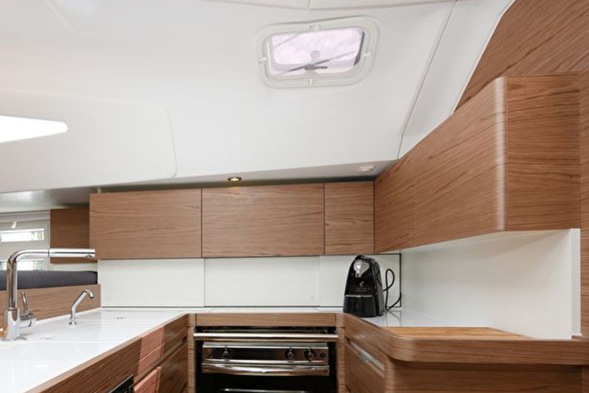 Galley of Mojito, a Elan Impression 50 sailboat at Zadar, Croatia