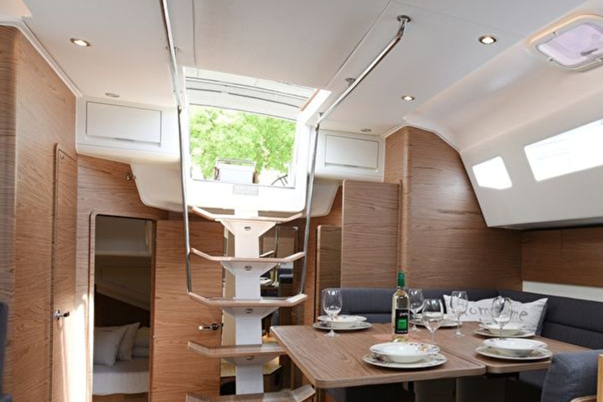 Salon of Mojito, a Elan Impression 50 sailboat at Zadar, Croatia