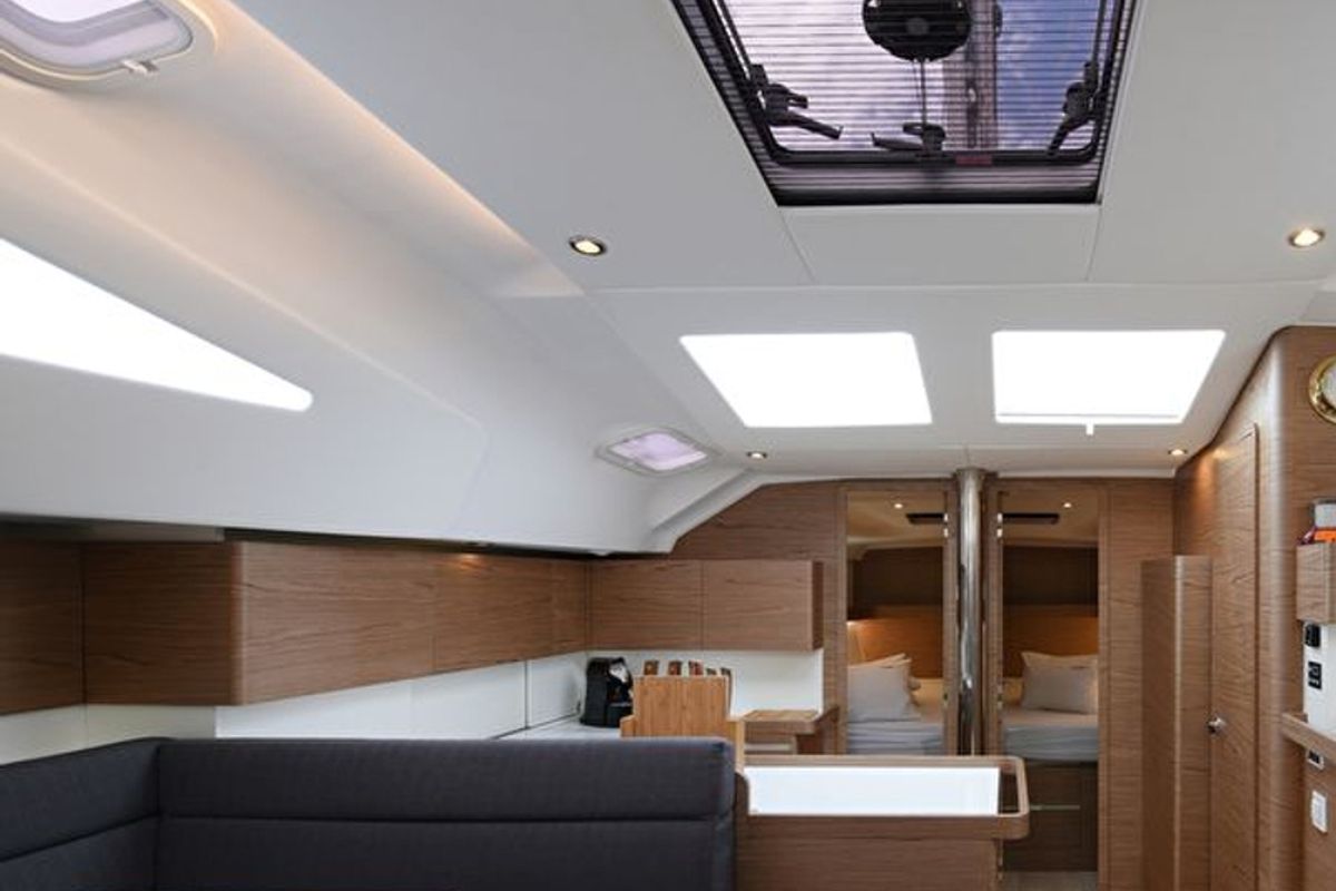 Salon of Mojito, a Elan Impression 50 sailboat at Zadar, Croatia