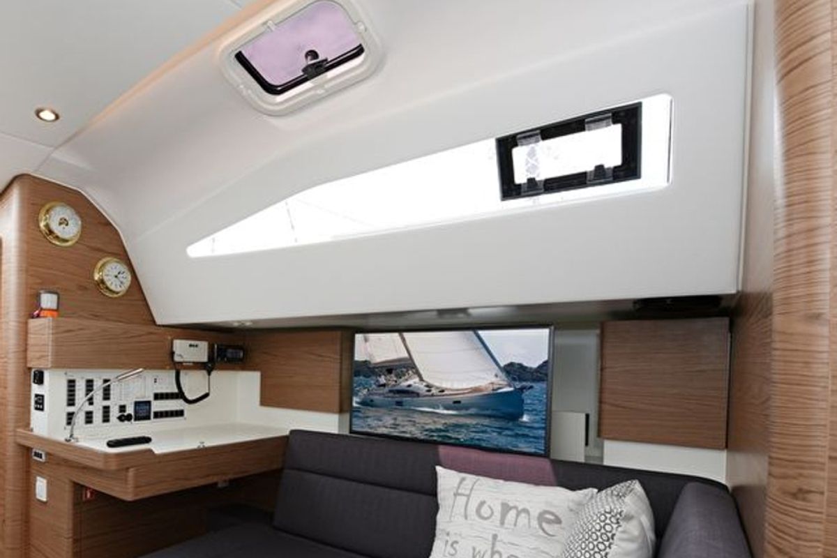 Salon of Mojito, a Elan Impression 50 sailboat at Zadar, Croatia