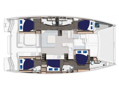 Floor plan of Leopard 50, a Leopard 50 catamaran at Cannigione, Italy